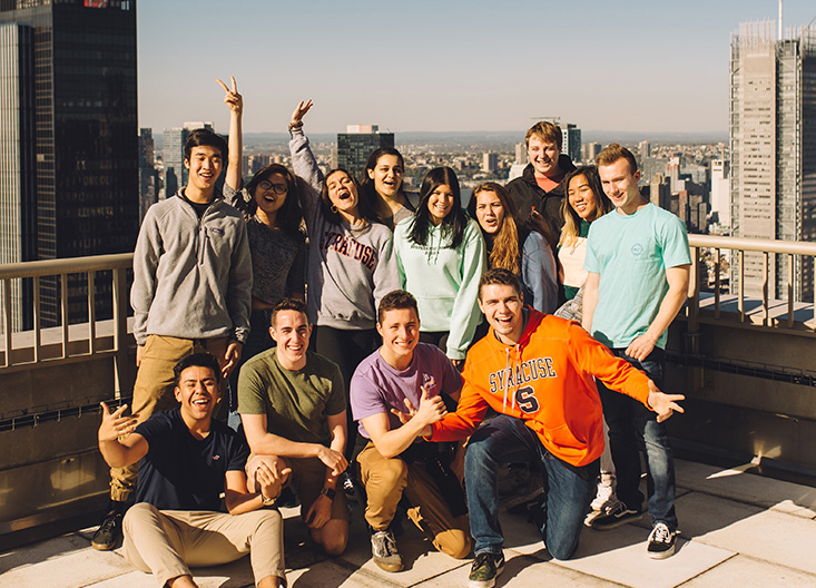 Whitman students on rooftop in NYC during exploration program